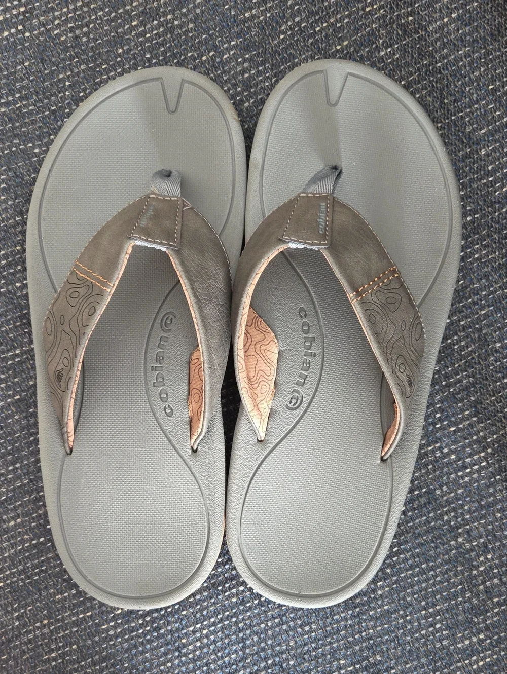 Cobian Men's Gray and Brown Thong Sandals